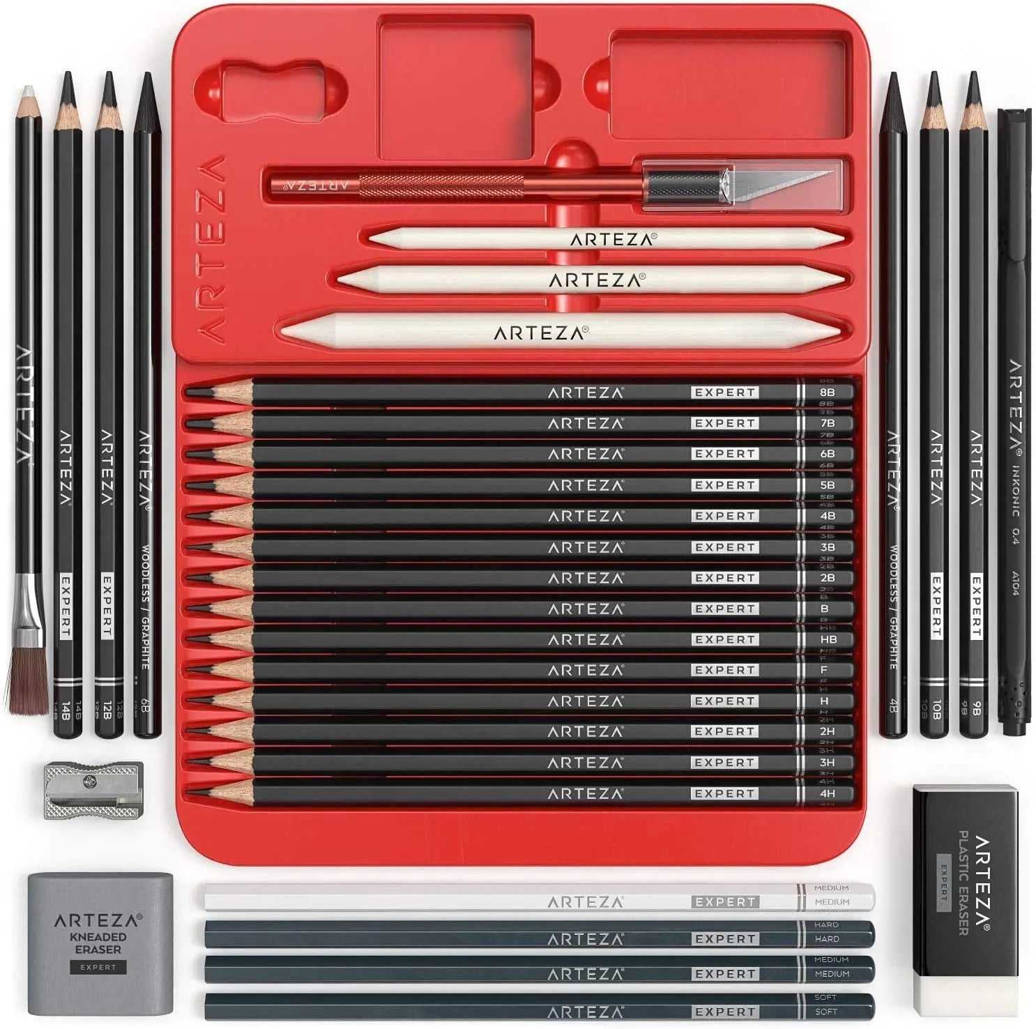 Arteza Drawing Set for Adults, Set of 33 Artist Sketching Tools Arteza
